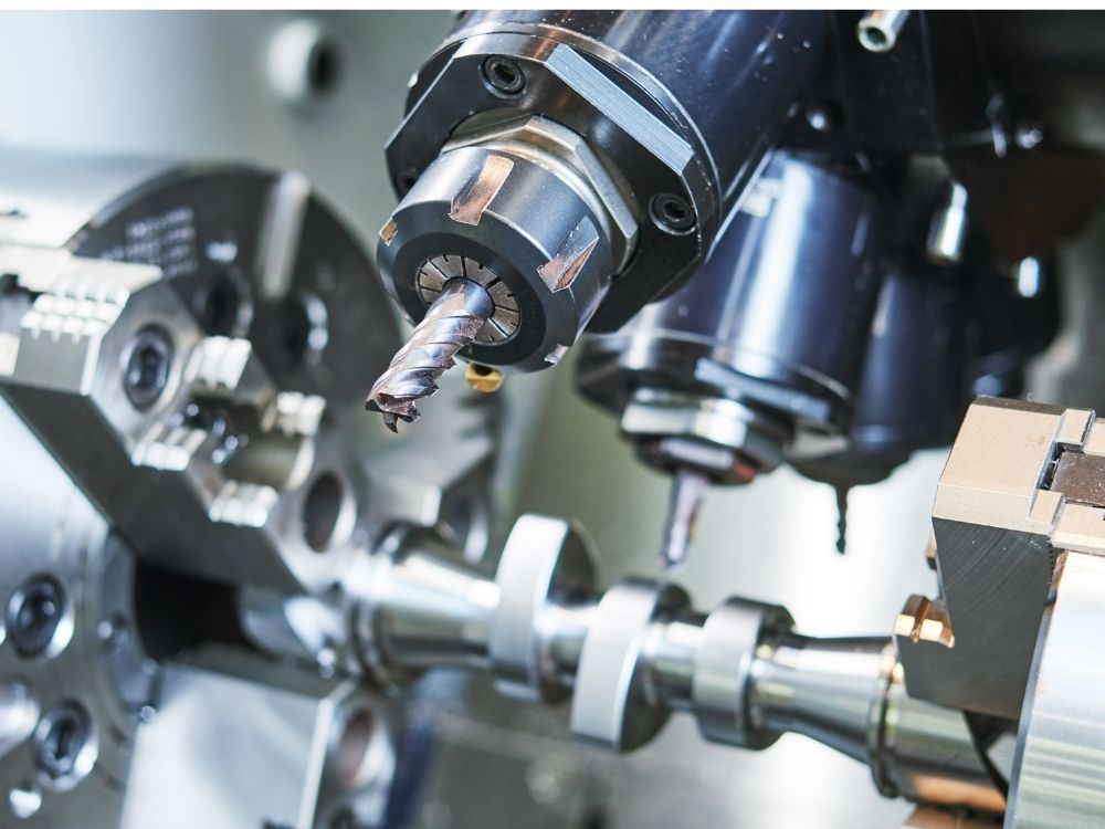 A workspace featuring various CNC tools